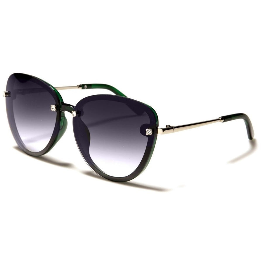 OLWEN™ Green Oval Rhinestone Sunglasses (Women's) - Gradient Lens