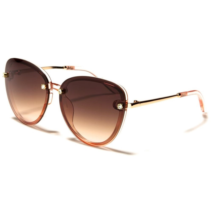 OLWEN™ Brown Oval Rhinestone Sunglasses (Women's) - Gradient Lens