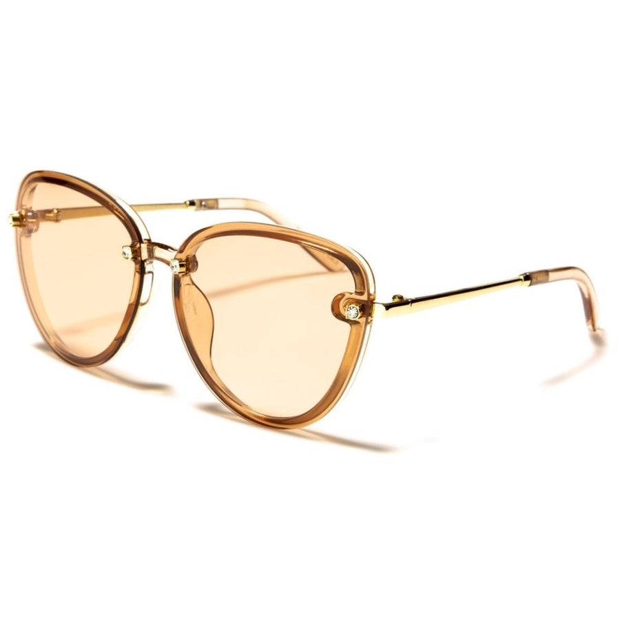 OLWEN™ Light Brown Oval Rhinestone Sunglasses (Women's)